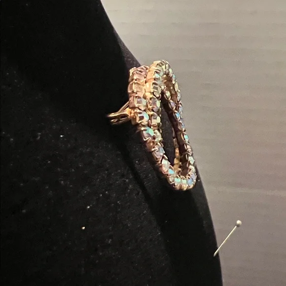 Vintage Double Circle A/B Rhinestone Brooch - Picture 3 of 8